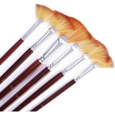 페인팅용 6PCS 팬 브러시 털 제거 방지 브러시와 긴 나무 손잡이가 있는 아크릴용 전문 유화 수채화 페인팅