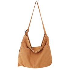 慵懶風文青帆布包男 大容量帆布斜挎包 簡約帆布單肩包 大容量學生女書包帆布側背包肩 休閒日系工裝帆布包, 淺棕色