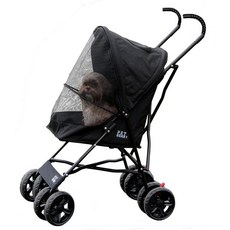 반려동물 기어 여행용 라이트 플러스 유모차 컴팩트하고 간편한 접이식 조립 필요 없음 최대 15파운드의 고양이와 반려견을 위한 대형 바퀴 블루 오아시스, Midnight Black