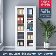 철제 사무실 수납장 사무용 보관함 개인 락커 서류 파일, 1.34mm, 투명 유리 양문 캐비닛