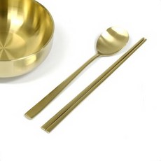 식당 음식점 서빙용 무광 디자인 티타늄 수저세트 골드