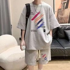 豹開之家 華夫格套裝 大尺碼運動短褲套裝 短袖兩件套 男女款運動休閒套裝 H265