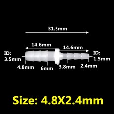 3 50pcs 2 4 9mm 12mm 파고다 정원 펌프 공기 호스 수족관 PE 탱크 물 직접 관개 커넥터 어댑터 플라스틱, 4 8x2 4mm PE