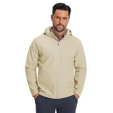 M MAELREG 남성용 플리스 소프트쉘 재킷 경량 방수 윈드브레이커 후드 겨울 재킷 골프 러닝 캐주얼 라이트 카키. XL