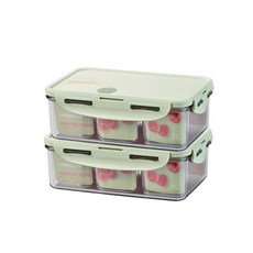 락앤락 비스프리 퓨어 직사각 밀폐용기 1L 칸칸이 2P세트 182851, 락앤락 2개세트