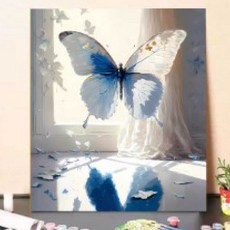 솔리스토어 diy 그림그리기 30 x 40 cm 캔버스 액자 해배라기 꽃 인테리어 액자만들기 예쁜 그림 액자 거실인테리어 유화그리기 재물운 소품 돈들어오는 그림 장식품 DYI, 1개, 나비