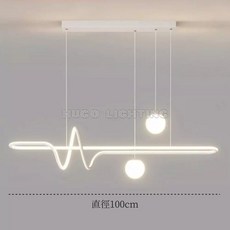 雨果燈飾 設計師熱愛款 一字型直排式 餐廳 餐桌 中島吊燈 小白球 雙球 飛利普4000K貼條燈 台灣明緯驅動器, 100cm/滾塑配E27頭玉米12w*2