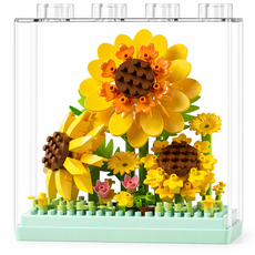 꽃 레고호환나노블록 방진 케이스 조립 미니 나노 러브스토리 플라워 만들기 DIY 장식 선물 인테리어, 1개, 해바라기꽃-일편단심