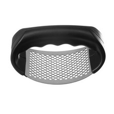 【弧形壓蒜器】不鏽鋼手握式壓蒜器 環形蒜泥器 蒜蓉器 搗蒜器 擠蒜器 碎蒜器, 黑, 1個