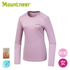 Mountneer 女氧化鋅抗菌涼感長袖衣 粉紫