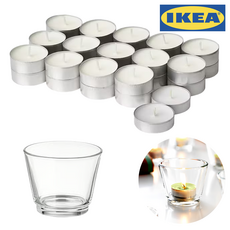 이케아 티라이트 캔들 향초 30P + 유리홀더 1P, 1세트, 350g, 스칸디나비아숲향