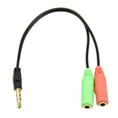 PC 헤드셋과 스마트폰 어댑터 간 듀얼 3.5mm 스플리터 케이블, 기본1, 1개