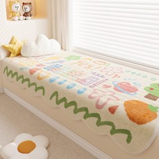 DFMEI 飄窗毯 卡通風仿羊絨地毯, 1cm, 草地愛心環-異形M:60*80cm(仿羊絨)