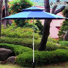 국내생산 100% 통원목 등받이 야외 테이블 4인용 8인용 원목 세트 파라솔 별매, 파라솔 블루