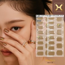 [HOYEOM] 붙이는 젤네일 28pcs 브라운 누드톤 플라워 포인트 | 초보OK UV경화 반경화 젤네일 스티커, 1개, Iris Mirag(HY0003)