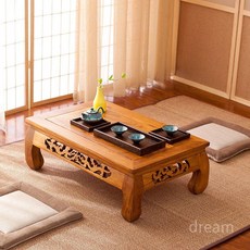 일본식 다다미 티테이블 반상 디저트상 찻상 다과상 전통, 내추럴 우드 60x40x25, 1개