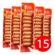 [다만세푸드] 롯데햄 미니비엔나 70g 편의점 핫바 소세지 비엔나소세지, 15개