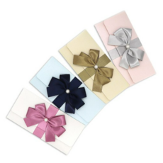 마음담아 진주 펄샤이닝 리본 봉투 세트, 화이트 + 베이지 + 연핑크 + 하늘색, 4개