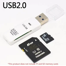 2 in 1 USB 3.0 2.0 카드 리더 플러그 앤 플레이 마이크로SD 카메라 TF/SD 고속 카드 리더, 08 2 in 1 USB2.0 White