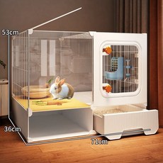 兔籠 兔子別墅 透明觀景 寵物籠 帶廁所 106*36*42, 1個, 71*36*53一室一衛,  基礎款:裸籠+網格腳墊, N/A