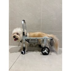 Doggy walker 寵物輪椅 超輕量 體型可調節 航空鋁材 老犬輔助 術後復健 寵物輔助輪 狗輪, 1個, 四輪款L號（白色車架＆黑灰色胸背帶）