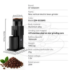 휴대용 전기 커피 그라인더 – 언제든지 신선한 위한 USB 충전식 조절 가능한 버 애호가를 완벽한 선물, 01 ZM-ECG09