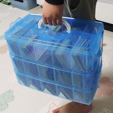소품정리함 적층형 대형 블루 칸분리 3단
