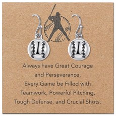 Sepfavo 청소년 남아 여아 아동용 스포츠 귀걸이 스터드 농구/야구/축구/배구/럭비/테니스/배드민턴 저자극성 (실버 드롭 귀걸이-야구)