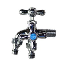 대원바스 십자 커플링 두갈래 수도꼭지(분리형) 냉수용 / 온수용 (옵션선택), 1개