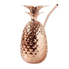 OGGI 파인애플 콜드컵 리드 & 스트로 포함, Copper Plated, 350ml