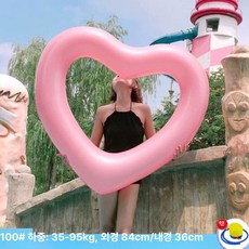 튜브 유니콘 플라맹고 대형 휴대용 수영장 바닷가 스위밍 링, 1개, 핑크 하트 100 35-90kg