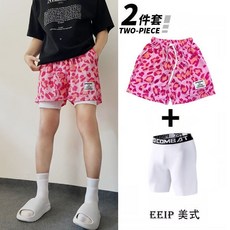 美式不規則豹紋運動籃球短褲寬鬆速乾四分褲