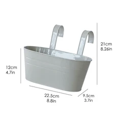 매달려 꽃 냄비 금속 철 벽 화분 양동이 홀더 난간 울타리 발코니 정원 홈 인테리어, 04 Gray