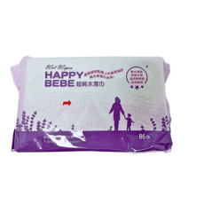 Happy bebe 純水濕紙巾 無蓋款 86抽 12包 輕量好抽 居家外出皆適用, 1箱, 12個裝, 50g