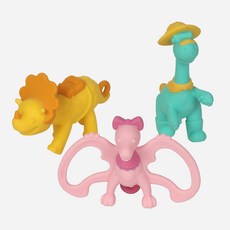 앙파파 이앓이 해소 플래티넘 실리콘 공룡치발기 3종세트, 1개, 그린+옐로우+핑크