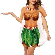 Deresagrl 여성용 비키니 커버업 드레스 반소매 비치 셔츠 귀여운 프린트 배기 수영복 티셔츠 재미있는 웨어 하와이안 훌라 S 635516