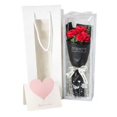 비브랜드 세송이의 꽃말 장미 카네이션 기념일 어버이날 비누꽃 쇼핑백 카드 세트, 레드 카네이션, 1개