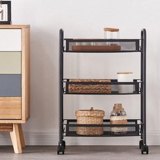 트롤리 이동식 튼튼한 선반 철제 방수 수납장 틈새수납 주방 거실 수납선반 냉장고 화장실 거실, 3단, 화이트