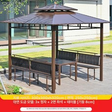야외 파고라 캐노피 정자쉼터 조립식 전원주택 펜션 농막 원두막 정원용 대형 차양시설, 신소재 아연도금 3x3+2 면 패널 + 8cm