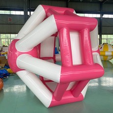 에어시소 에어바운스 어린이 물놀이 홈에어 놀이터 실내 야외용, 2미터 분홍 흰색 런닝머신