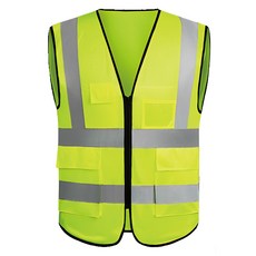 多功能反光背心 多口袋反光衣 安全背心, 螢光綠, 1個
