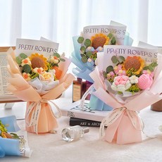 장미 조화 꽃다발 졸업식꽃다발 생일선물 여자친구 선물 화이트데이 기념일 감성 플라워부케 선물용, 1개, 블루01 1개, 블루01