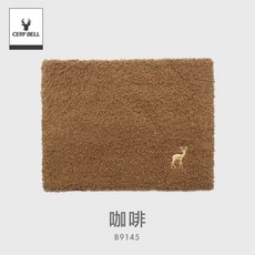 體溫魔術師 麋鹿刺繡絨毛圍脖 秋冬加長保暖脖套 輕便舒適素色頸部保暖, 咖啡, 1個