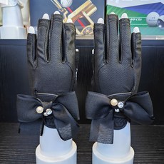 高爾夫手套 女士 透氣耐磨 白色 黑色 左右手 露指款 雙手手套, 黑色雙手,19碼, 1個