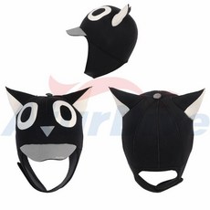 모자 프리다이빙 캐릭터 서핑 귀여운 잠수모 잠수복 번개 만화 프리사이즈, 검정큐트캡