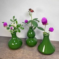 초록 화병 프랑스 꽃병 중세 복고풍 북유럽 거실 인테리어 원예 오브제 수경 세라믹 플라워, 3. C타입, 1개