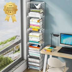 Fowod 다용도 수납 책꽂이 수납장 간편 스탠드 철제 책장 선반, 5단, 흰색