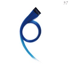 夾式挑染髮片 仿真髮, 57-寶石藍漸變薄荷藍 直髮, 1個