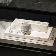 대리석 칫솔꽂이 욕실 북유럽 스테인리스 스탠딩 심플 호텔 세면, A모델6홀+36x20cm 트레이+컵한쌍