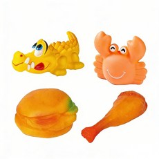 寵物發聲玩具 矽膠材質 可愛動物食物造型 鱷魚雞腿漢堡螃蟹 內置發聲 增添玩樂樂趣, 1個, 雞腿玩具